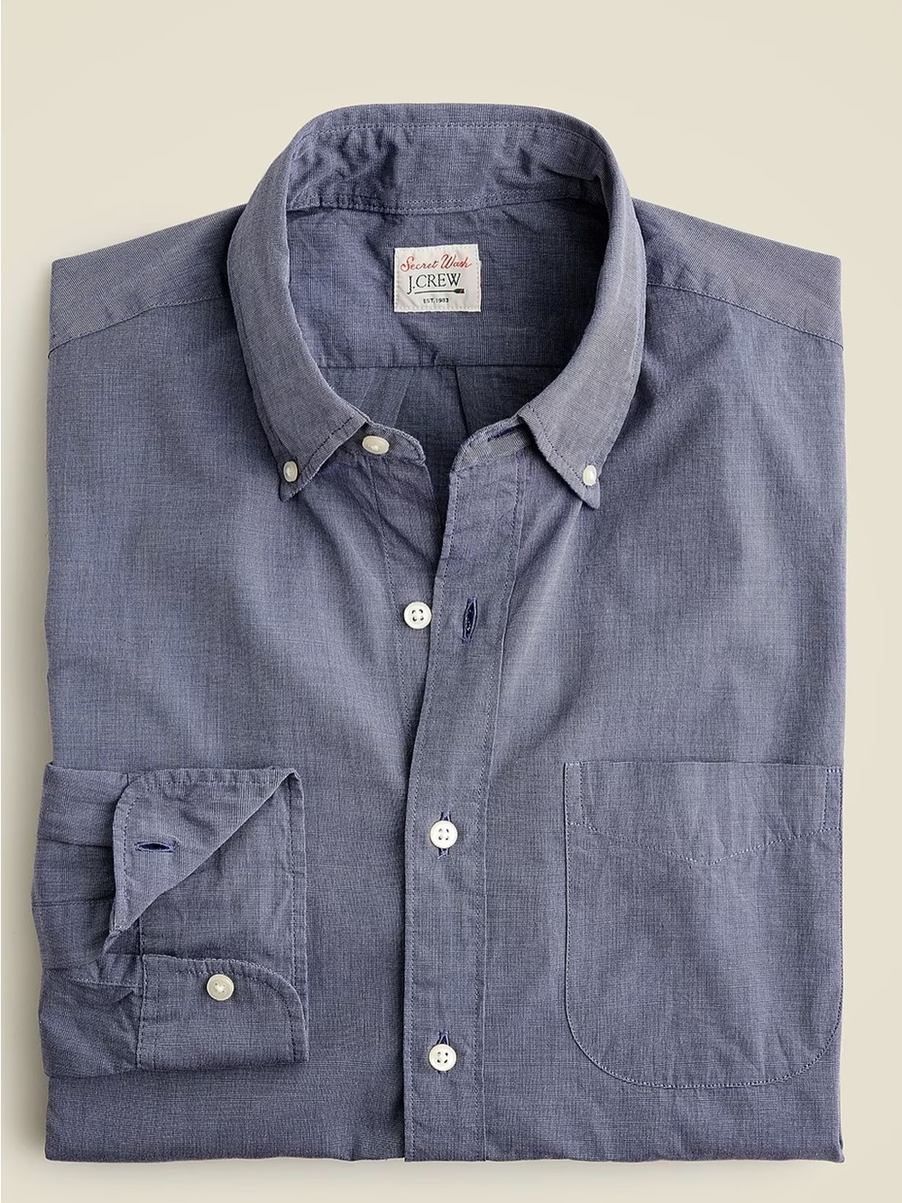 J. Crew navy Blue Slim untucked secret wash cotton Button-Down poplin Shirt L